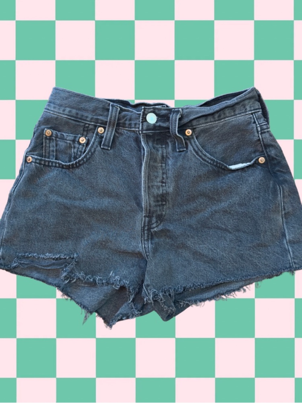 Levi's Black Washed High-Rise Distressed Denim Cutoff Shorts